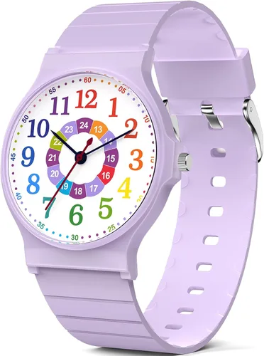 Vista 16 de Reloj analógico para niños y niñas, resistente al agua hasta 30M, reloj deportivo para niños, fácil de leer, con esfera fina, correa suave
