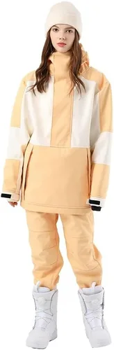 Vista 17 de SEARIPE Juego de chamarra y pantalones de esquí para mujer, trajes de esquí resistentes al viento para parejas, trajes de nieve impermeables de dos