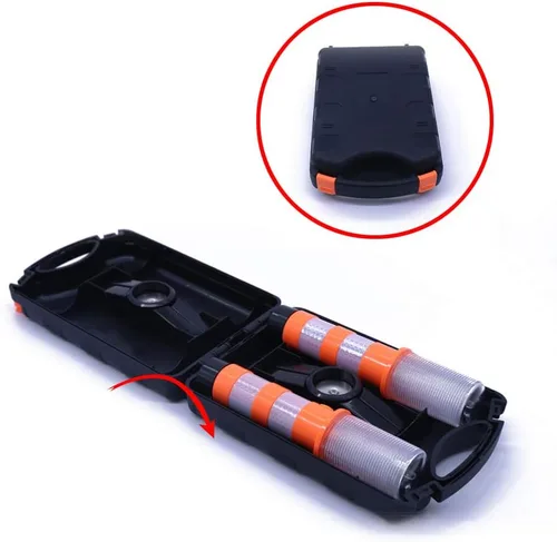 Vista 3 de Aolyty 2 luces LED de emergencia en carretera intermitentes rojo baliza de seguridad estroboscópica luz de advertencia de carretera Base magnética