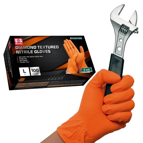 Vista 10 de Jointown Guantes Básicos de Nitrilo de Servicio Pesado, Guantes de Mecánico de Nitrilo Desechables de 8 Mil, con Textura de Diamante Elevada, Caja