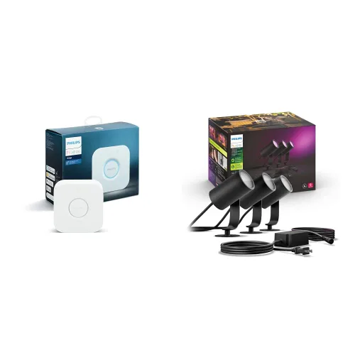 Vista 8 de Philips Hue (1) Puente con (1) interruptor de atenuación y control remoto, enciende las luces de tono, apaga, atenúa o ilumina, instalación fácil