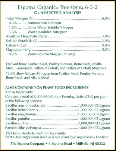 Vista 3 de Espoma Organic Tree-Tone 6-3-2 Fertilizante natural y orgánico y alimento vegetal; bolsa de 36 libras; fertilizante orgánico para todos los árboles.