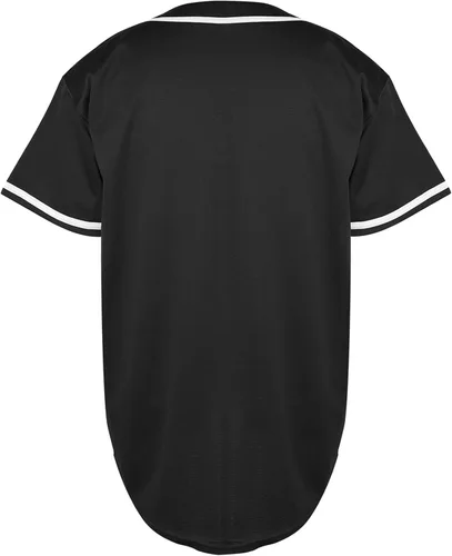 Vista 3 de MESOSPERO Camiseta de béisbol lisa con botones en blanco de manga corta Hipster Hip Hop