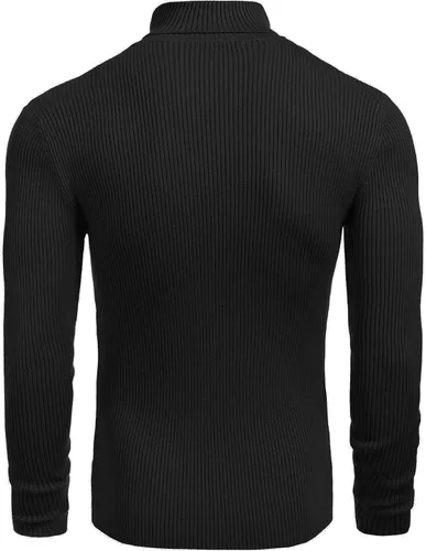 Vista 3 de COOFANDY - suéter de punto para hombre acanalado entallado y con cuello de tortuga