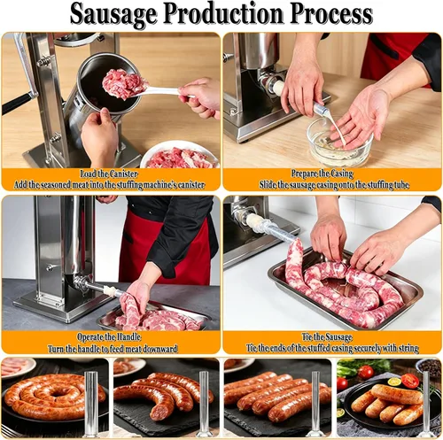 Vista 6 de CTJ Embutidora de salchichas de acero inoxidable y churro Maker 5L/11Lb