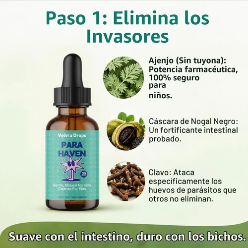 Vista 3 de Velvra Kids - Suplemento de salud intestinal líquido, sistema de apoyo digestivo a base de hierbas de 2 pasos con sabor a frambuesa, fórmula