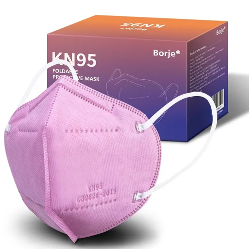 Vista 13 de Borje Mascarillas KN95, 50 unidades, envueltas individualmente, protección de 5 capas, mascarillas KN95 negras, mascarillas desechables para adultos