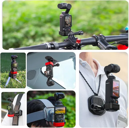 Vista 5 de Pocket3 Adaptador de aluminio para DJI Osmo Pocket 3 Accesorios de expansión de cámara 1/4 '' hilo conectar trípode correa de cabeza abrazadera