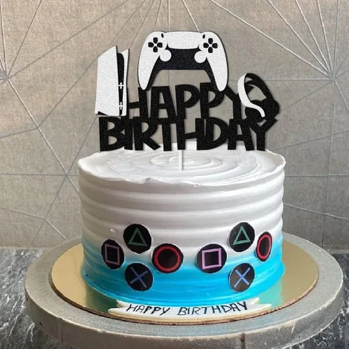 Vista 3 de Decoración de pastel de videojuegos con purpurina para fiesta temática de videojuegos