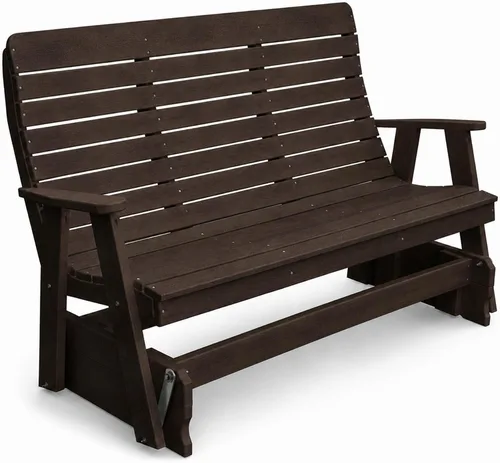 Vista 28 de Amish Made Antique Mahogany 4 ft Outdoor Glider Bench, HDPE Made in USA Fairfax Collection HDPE Poly Lumber Outdoor Glider Bench, All-Weather