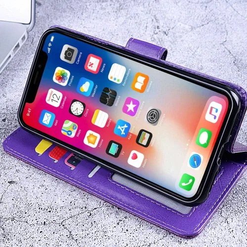 Vista 3 de Asuwish Funda para Samsung Galaxy S9 Plus con protector de pantalla de vidrio templado y accesorios para celular, ranura para tarjetero, función