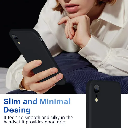 Vista 6 de Funda para iPhone XR de silicona líquida, protección de cuerpo completo, suave antiarañazos para iPhone XR, ajuste delgado, duradero, 6.1 pulgadas