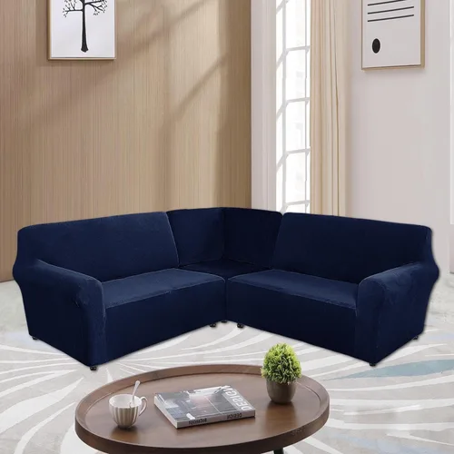 Vista 8 de Funda elástica para sofá reclinable esquinero de terciopelo en forma de L de 5 asientos, fundas para sofá esquinero para sofá seccional, fundas