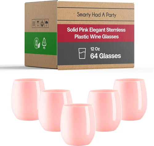 Vista 12 de Smarty Had A Party Copas de vino de plástico sin tallo de 12 onzas, paquete de 64 vasos de vino desechables transparentes para bodas, fiestas
