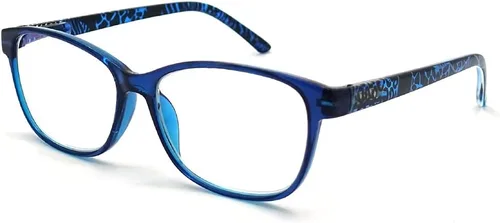 Vista 2 de Lentes de lectura con bloqueo de luz azul para hombres y mujeres, para computadora, juegos, TV con protección de luz azul (azul, 0.00 de fuerza)