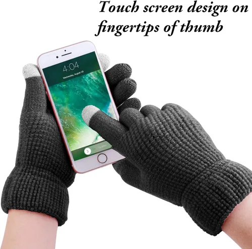 Vista 5 de Aneco Conjuntos cálidos de invierno para mujer con pompones de piel gorro bufanda circular guantes de pantalla táctil accesorios de invierno