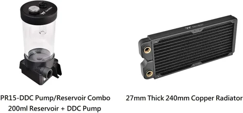 Vista 3 de Thermaltake Pacific C240 Ddc Res/Pump 5V Sincronización de placa base Radiador de cobre PETG Tubo duro Kit de refrigeración por agua CL-W242-CU12SW-A
