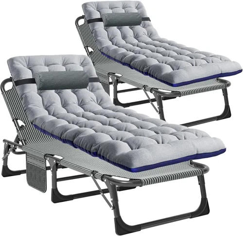 Vista 12 de Sillas plegables portátiles, cuna reclinable, perfectas para piscina, playa, patio, camping