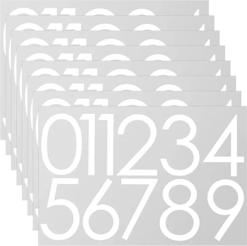 Vista 12 de Zonon 88 piezas de 8 hojas de calcomanías de números para buzón de correo de regreso a clases, autoadhesivas, impermeables, números de vinilo