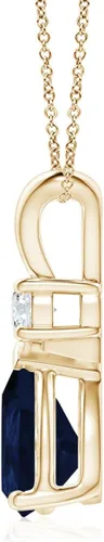 Vista 142 de Angara Colgante de lágrima de zafiro azul natural con diamante en plata/oro macizo de 14 quilates/platino Cumpleaños, compromiso, aniversario
