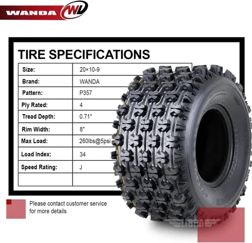 Vista 4 de WANDA 2 20x10-9 20x10x9 Cam Am DS450 650 BOMBARDIER 650 neumáticos traseros GNCC Racing