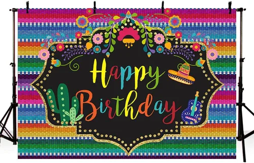 Vista 3 de AIBIIN Telón de fondo de fiesta mexicana para fiesta de cumpleaños mexicano, decoración de fiesta temática mexicana, cartel de decoración de fiesta