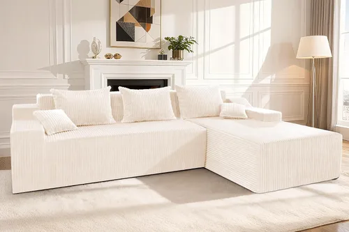 Vista 3 de HABUTWAY Sofá modular modular de 101 pulgadas con asiento profundo, moderno sofá convertible en forma de L, sofá tapizado con diván para sala