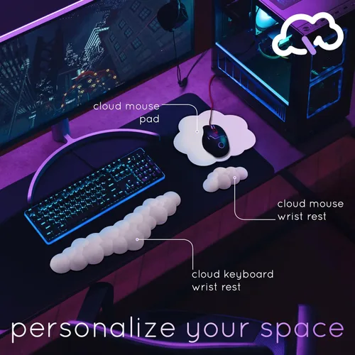 Vista 3 de Create-ables Qloud Cloud Reposamuñecas para Teclado Reposamuñecas para Teclado de Computadora Almohadilla, Reposamuñecas para Teclado Cloud