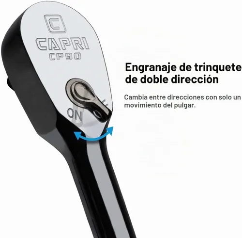 Vista 7 de Capri Tools - Trinquete de cuadrante de 1/2 pulgada, 90 dientes finos, agarre ergonómico suave, trinquete de 11 pulgadas de largo