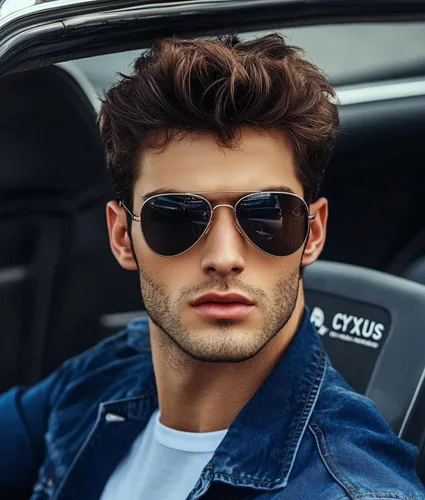 Vista 3 de Cyxus Lentes de sol de aviador para hombre, polarizados, protección UV400, lentes de sol militares piloto de moda para conducir senderismo 1489