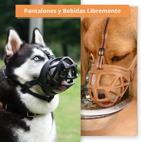 Vista 4 de BARKLESS Bozal para perro, bozal de cesta para morder, masticar y hurgar, cubierta de boca de jaula humanitaria, perfecto para acicalamiento