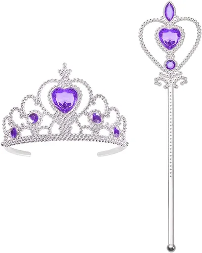 Vista 7 de Vicloon Princess Dress Up Accessories, 2PCS Princess Crown and Wands for Little Girls, Jewelry Toy Gifts Set Christmas