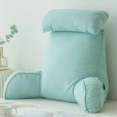 Vista 9 de Almohada de lectura con reposabrazos, almohada de apoyo para el respaldo, cojín de apoyo lumbar, con soporte para el cuello, con bolsillo, para Gris