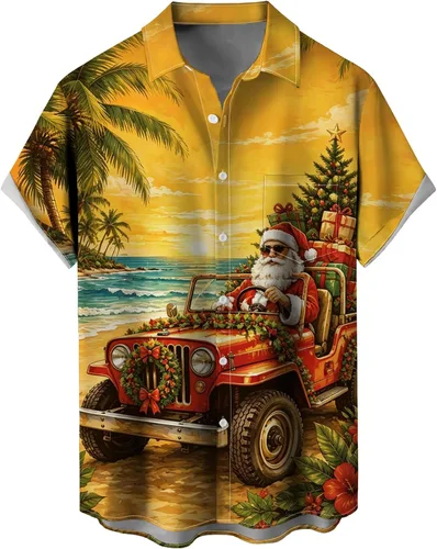 Vista 65 de Camisas tropicales con botones para hombre, camisas hawaianas de manga corta, casuales para vacaciones, camisas de playa holgadas Beige-playa escena