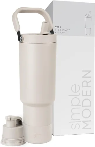 Vista 10 de Simple Modern Trek Pivot Vaso con pajita abatible de 30 oz con asa Botella de agua y protector Tapas intercambiables de pajita y para beber