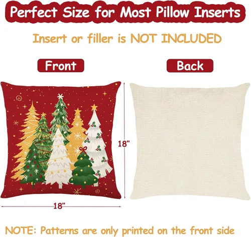 Vista 3 de Juego de 16 fundas de almohada de Navidad de 45 x 45 cm, fundas de almohada para sofá, cama, fundas de cojín decorativas de Navidad para decoración
