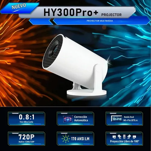 Vista 2 de Mini proyector, proyector inteligente 4K mejorado con Wifi 6 y Bluetooth 5.4, proyector portátil con Android 14, corrección trapezoidal automática