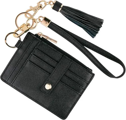 Vista 22 de KNGITRYI Billeteras pequeñas de pulsera para mujer RFID para tarjetas de crédito, cartera con llavero, cartera para tarjetas de crédito