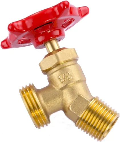 Vista 5 de Manguera de válvula de parada de codo de 65 grados para patio trasero de latón macizo Bibb Soldadura NPT rosca macho de 1/2 pulgada a MHT 3/4