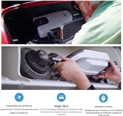 Vista 6 de ATTO - Scooter de movilidad plegable de viaje con alimentación eléctrica de MovingLife, scooter eléctrico portátil de tamaño completo, batería