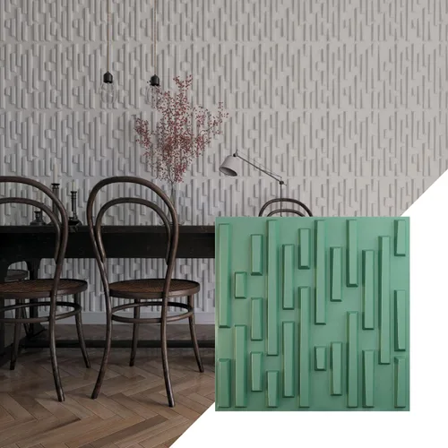 Vista 10 de Ekena Millwork 19 5/8 pulgadas de ancho x 19 5/8 pulgadas de alto, ladrillo escalonado EnduraWall decorativo 3D, cobre envejecido