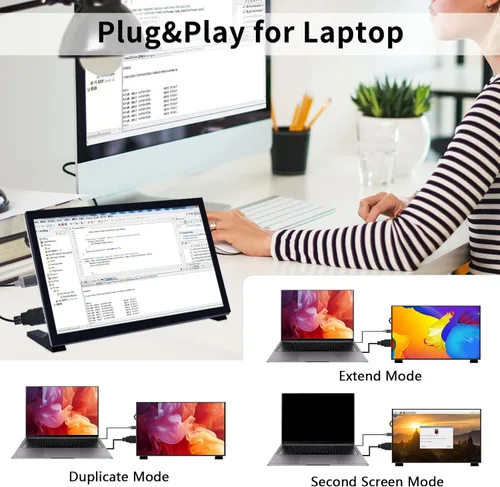 Vista 3 de GeeekPi Pantalla LCD de 10.1 pulgadas para Raspberry Pi, pantalla LCD IPS de 1024 x 600, monitor portátil HDMI para Raspberry Pi 5/Pi