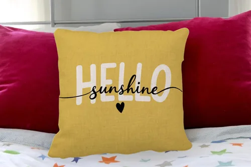 Vista 3 de IBILIU Hello Throw - Fundas de almohada de 18 x 18 pulgadas, color amarillo sol, fundas de cojín de lino y algodón para sofá, dormitorio