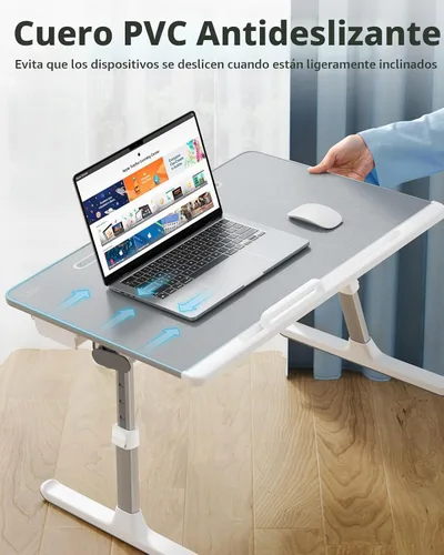 Vista 5 de Bandeja para portátil, SAIJI 23.6*17.7 in Regazo de mesa para cama, multiuso Premium Lapdesk, ángulo de altura ajustable, con soporte para libros