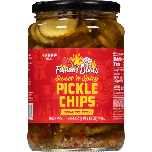 Vista 3 de Famous Dave's Paquete variado de encurtidos – 2 paquetes de chips de pepinillo dulce y picante y 1 paquete de chips de pepinillo Devil's Spit