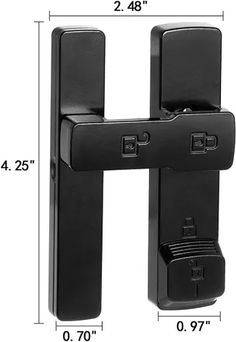 Vista 2 de INIRET Cerradura de puerta de granero negra de 180 grados, cerradura de puerta abatible, cerradura de puerta de aleación de zinc, protege
