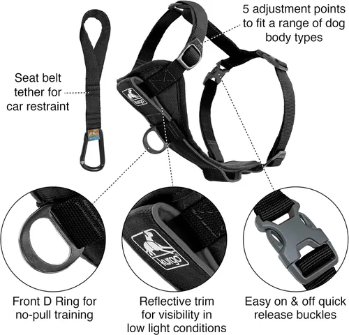 Vista 2 de Kurgo Tru-Fit - Arnés inteligente para caminar para perros, ajuste cómodo, arnés ajustable, reflectante para mascotas, liberación rápida