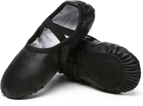 Vista 8 de Danzcue Zapatos de ballet para mujer, lona suave, piel sintética, zapatillas de baile para adultos, ideales para mujeres