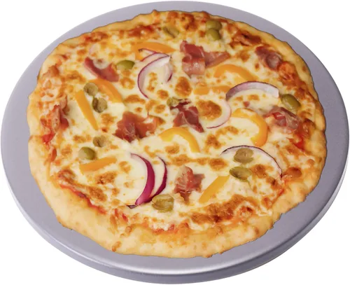 Vista 11 de Old Stone Pizza Kitchen - Piedra redonda esmaltada para pizza con asas para horno y parrilla, 13 pulgadas