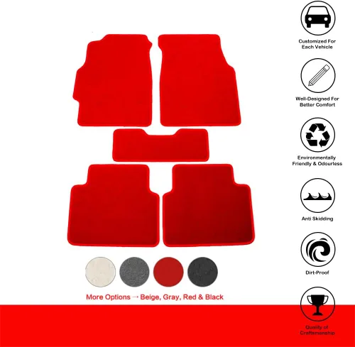 Vista 2 de IKON MOTORSPORTS, Alfombrillas compatibles con Acura Integra 1994-2001, ajuste de fábrica, alfombrillas de nailon rojo delanteras y traseras